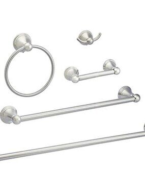 Satin Nickel Bathroom Hardware Set Towel Bar Toilet Paper Holder Towel Ring Set